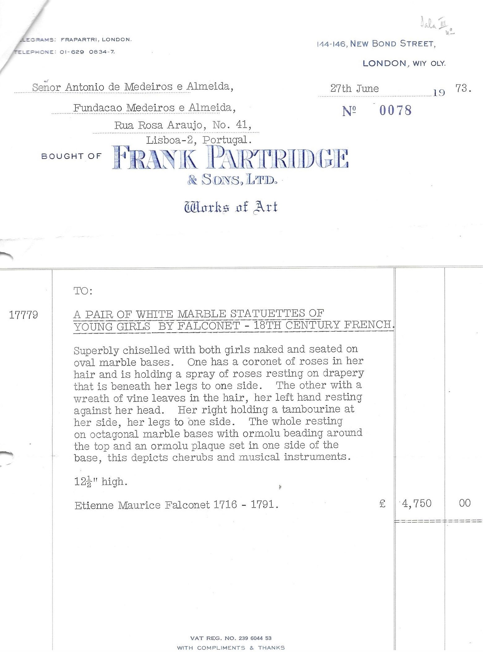 Certificado Frank Partridge